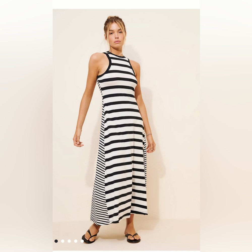 Anthropologie Black and White Striped Maxi Dress